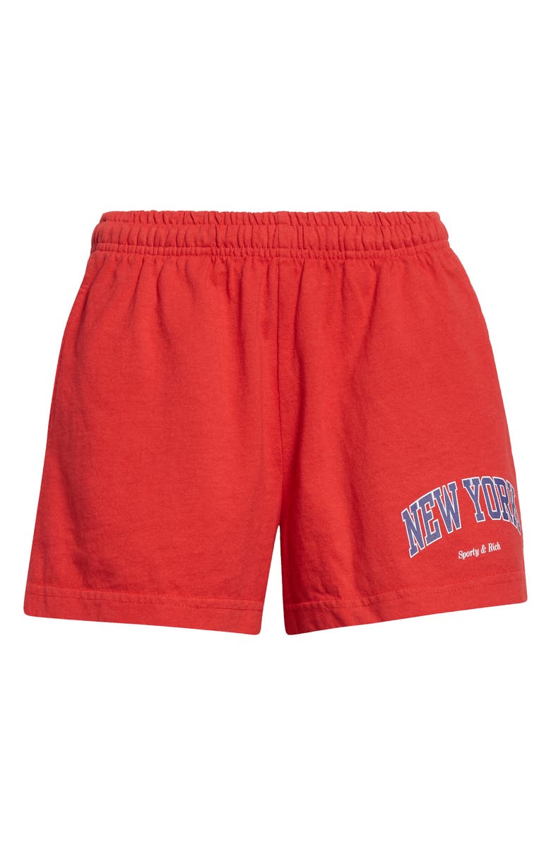 Sporty & Rich New York Ivy Disco Graphic Cotton Sweat Shorts, Alternate, color, Ruby