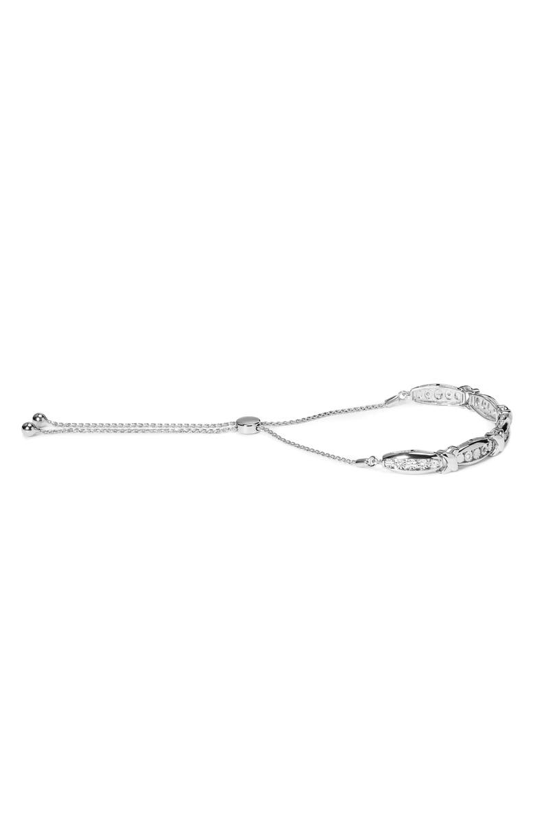 Haus of Brilliance Silver 1/10 Cttw Diamond X Link Bolo Bracelet, Alternate, color, White