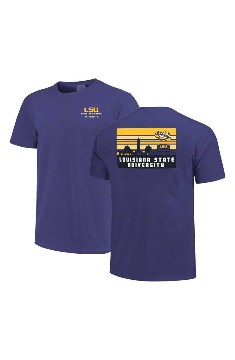 IMAGE ONE Men's Purple LSU Tigers Striped Campus Skyline T-Shirt, Main, color,