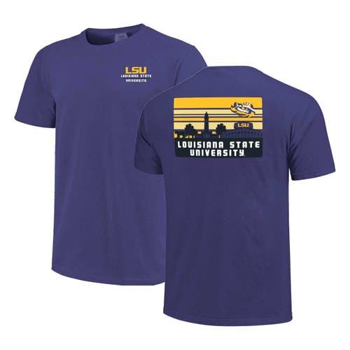 Image One Purple Lsu Tigers Striped Campus Skyline T-shirt In Purple