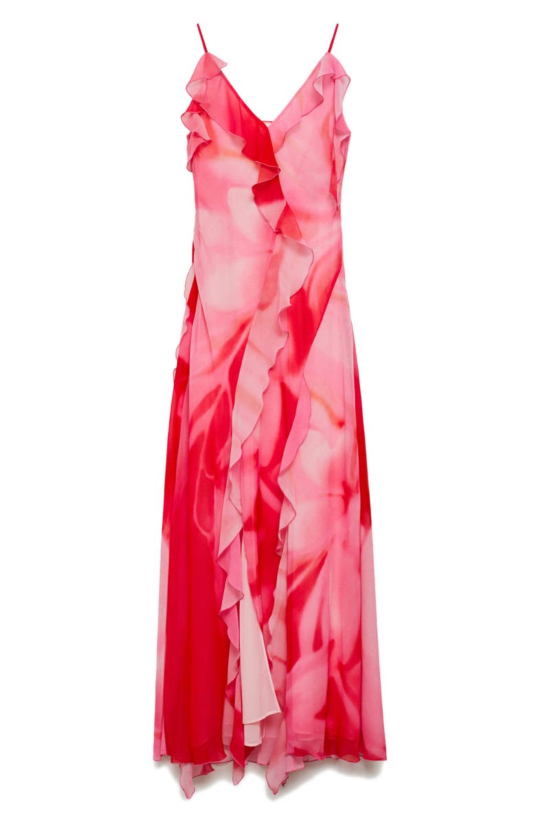 MANGO Ruffle Chiffon Maxi Dress, Main, color, 