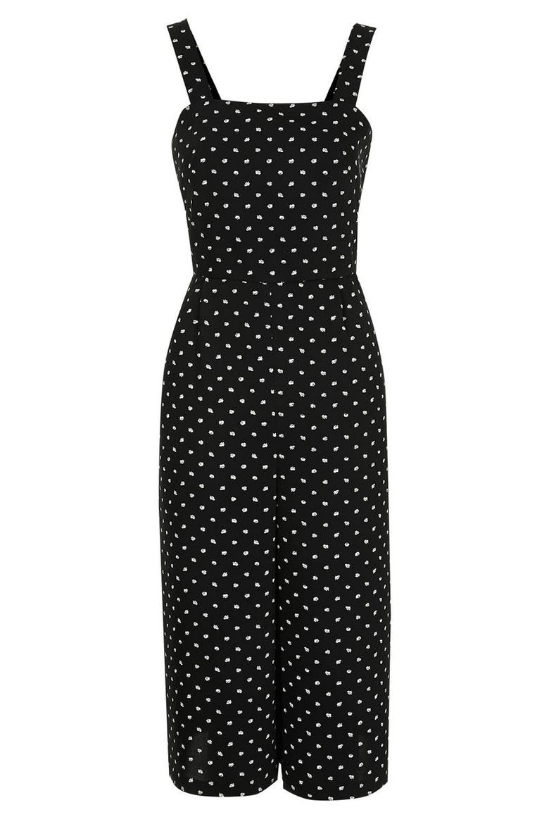 Daisy Print Jumpsuit, Alternate, color, BLACK