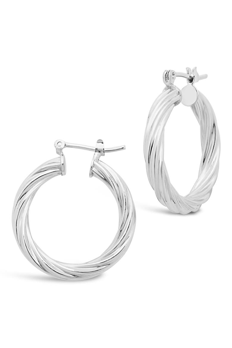 Twist Hollow Hoop Earrings, Main, color, SILVER