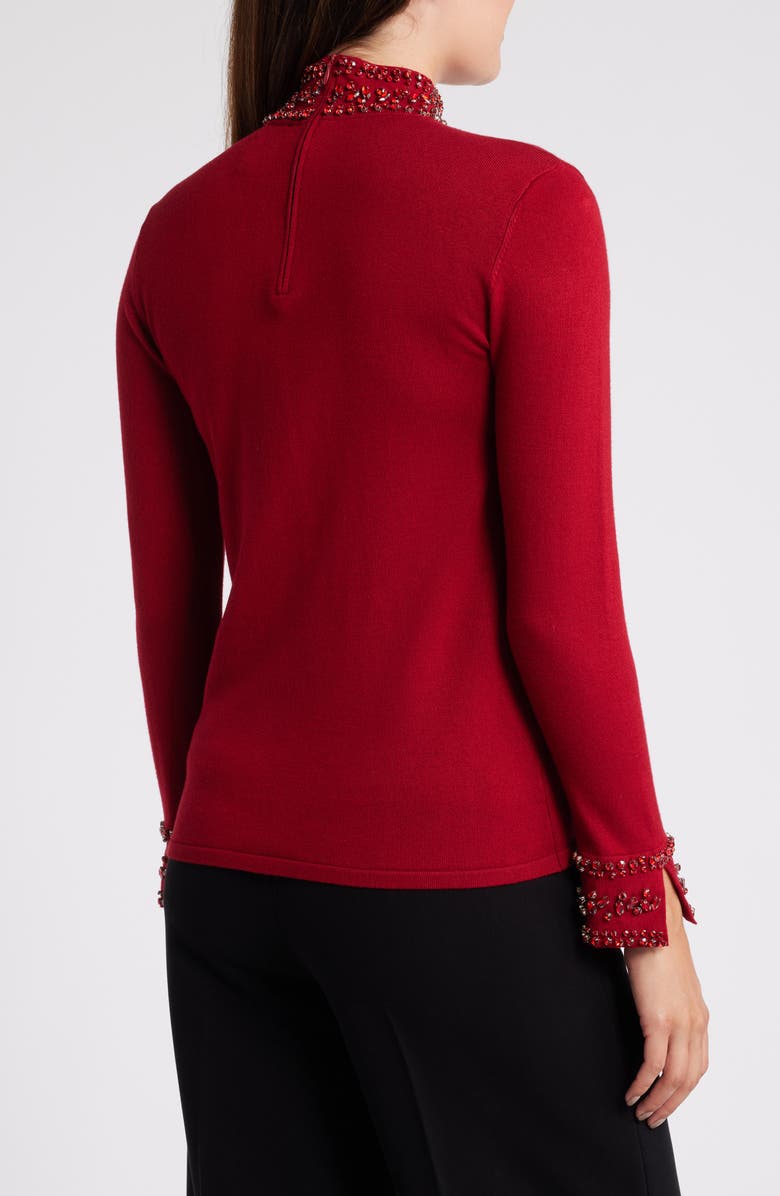 Anne Klein Embellished Mock Neck Sweater, Alternate, color, 