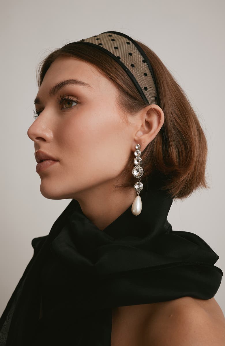 LELET NY Giselle Wide Polka Dot Sheer Headband, Alternate, color, Ivory Polka Dot