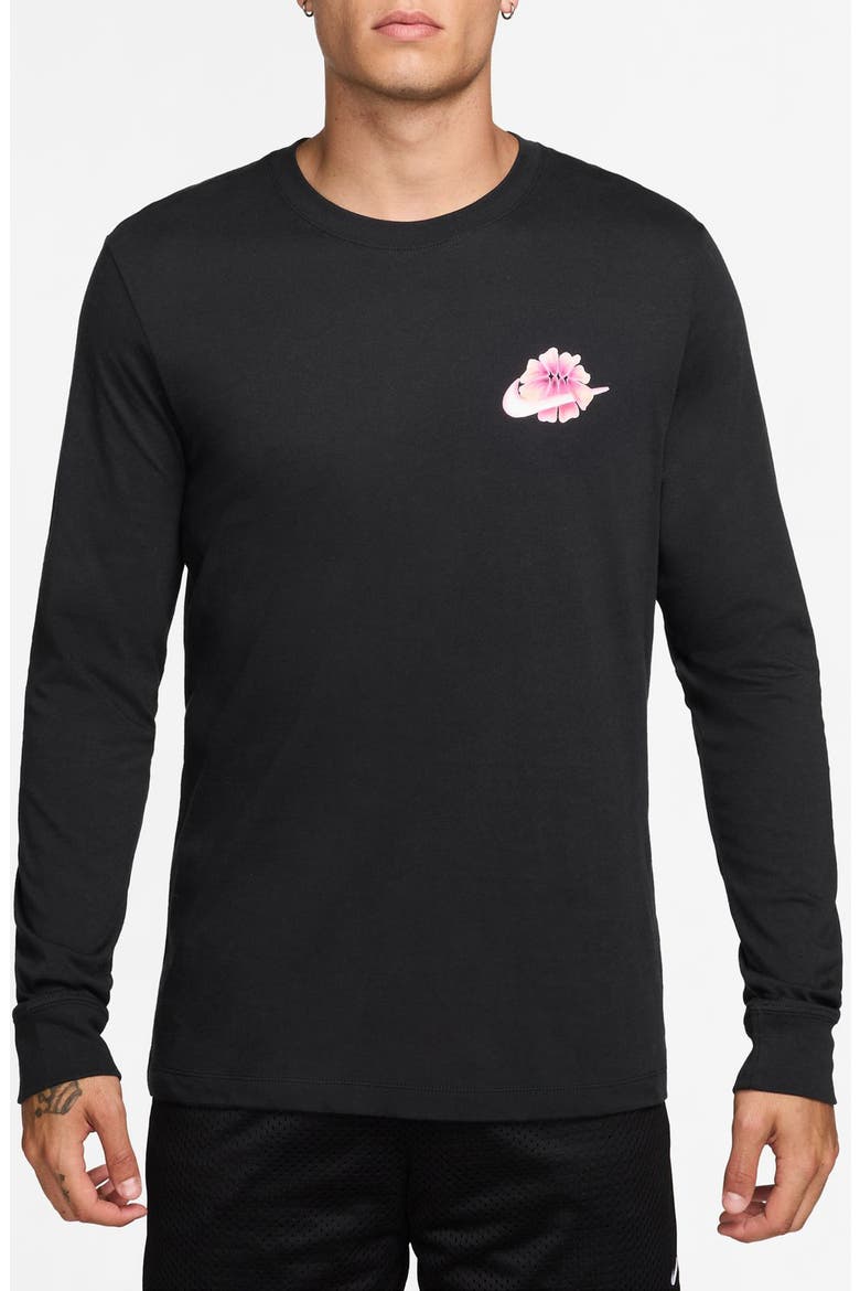 Abstract Paint Long Sleeve Graphic T-Shirt, Main, color, BLACK