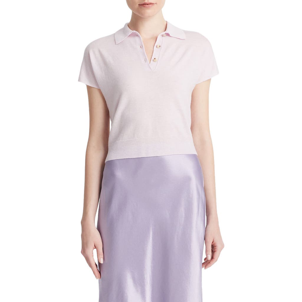 Vince Wool Blend Polo Sweater In Pink