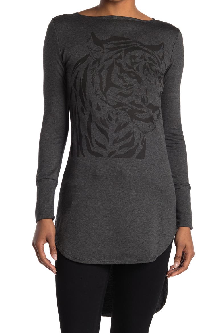 Graphic Boat Neck Top, Main, color, CHARCOAL PRINT 1