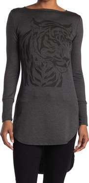 GO COUTURE Graphic Boat Neck Top