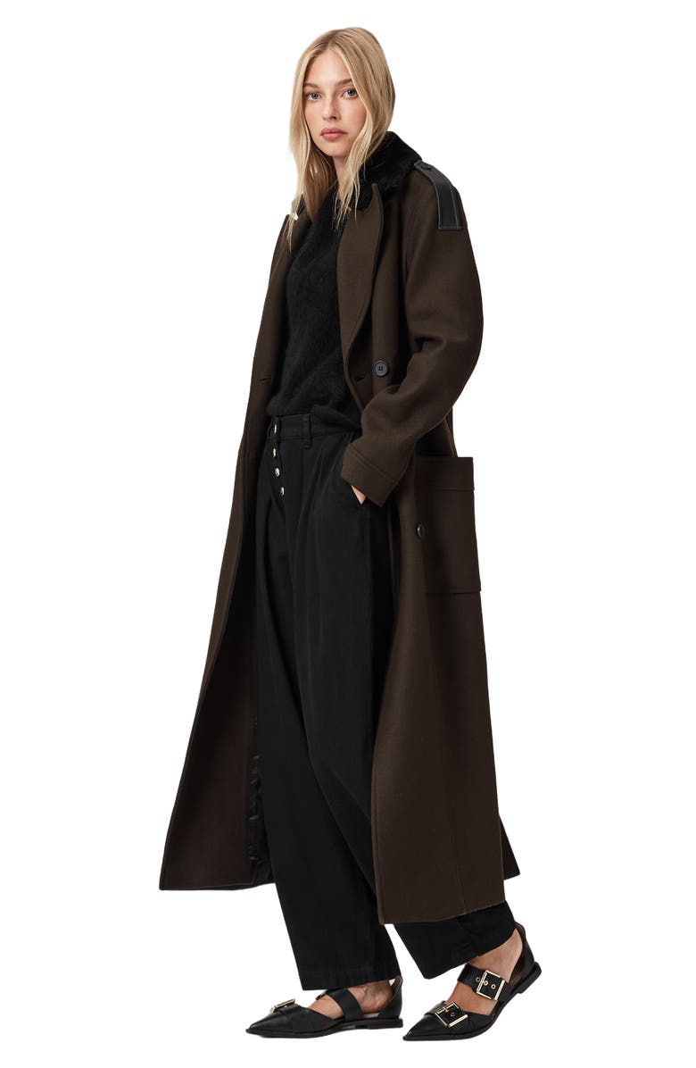 AllSaints Becca Pleated Barrel Leg Denim Jeans, Alternate, color, Black