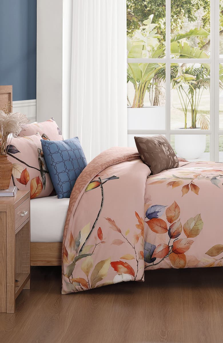 Bebejan Peachy Dogwood Reversible 5-Piece Comforter Set, Alternate, color, Pink
