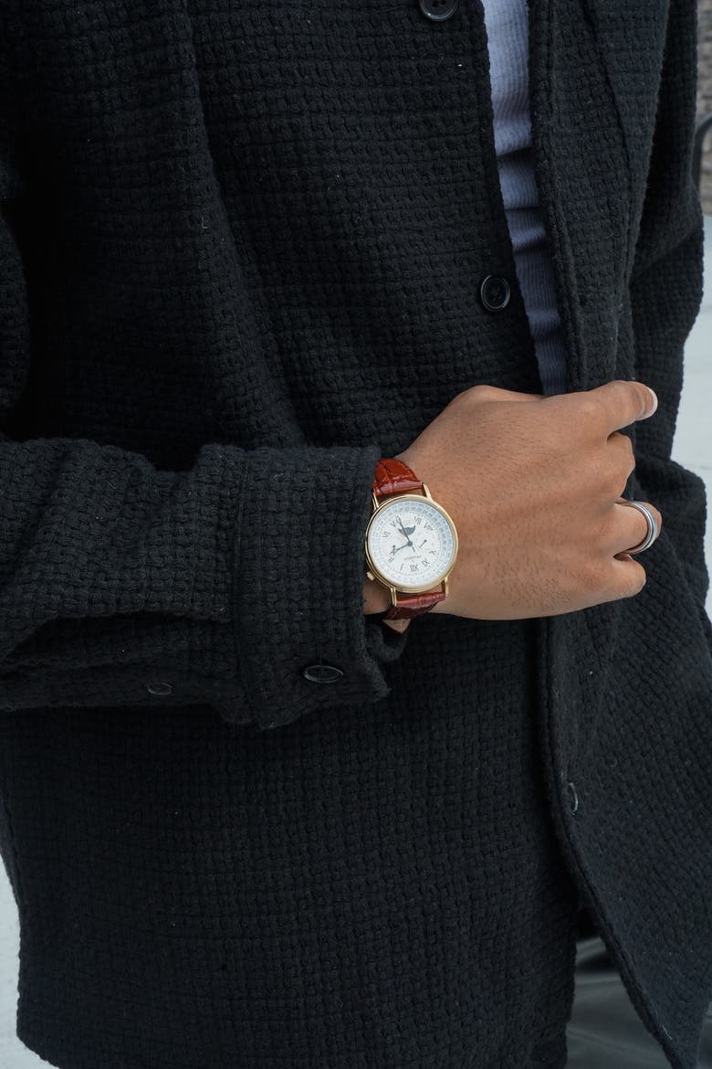 Multi Function Moon Phase Perpetual Calendar Watch- 40MM, Alternate, color, Brown