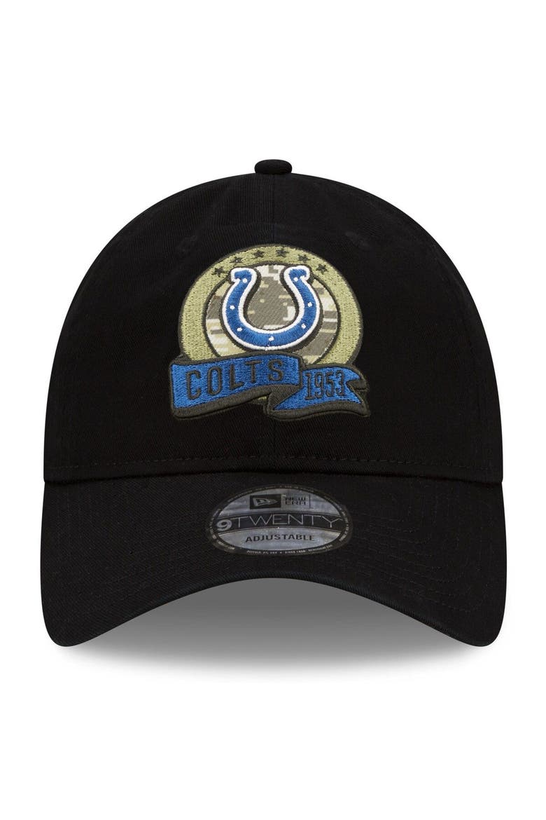 Men's New Era Black Indianapolis Colts 2022 Salute To Service 9TWENTY Adjustable Hat, Alternate, color, Black