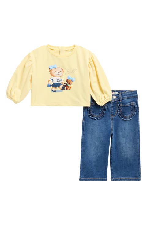 Logo Teddy Bear Top & Jeans Set (Baby)