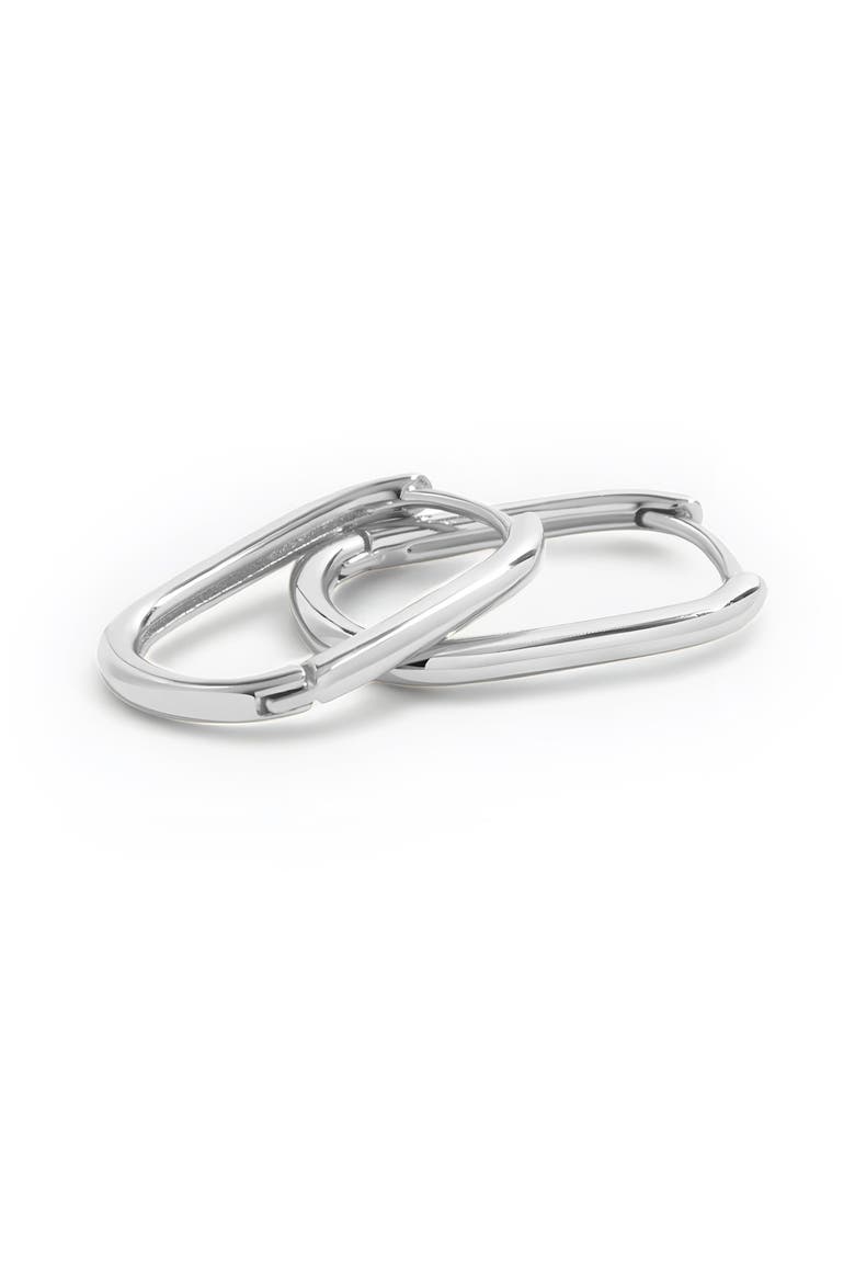 Retro Box Huggie Hoop Earrings, Alternate, color, Silver