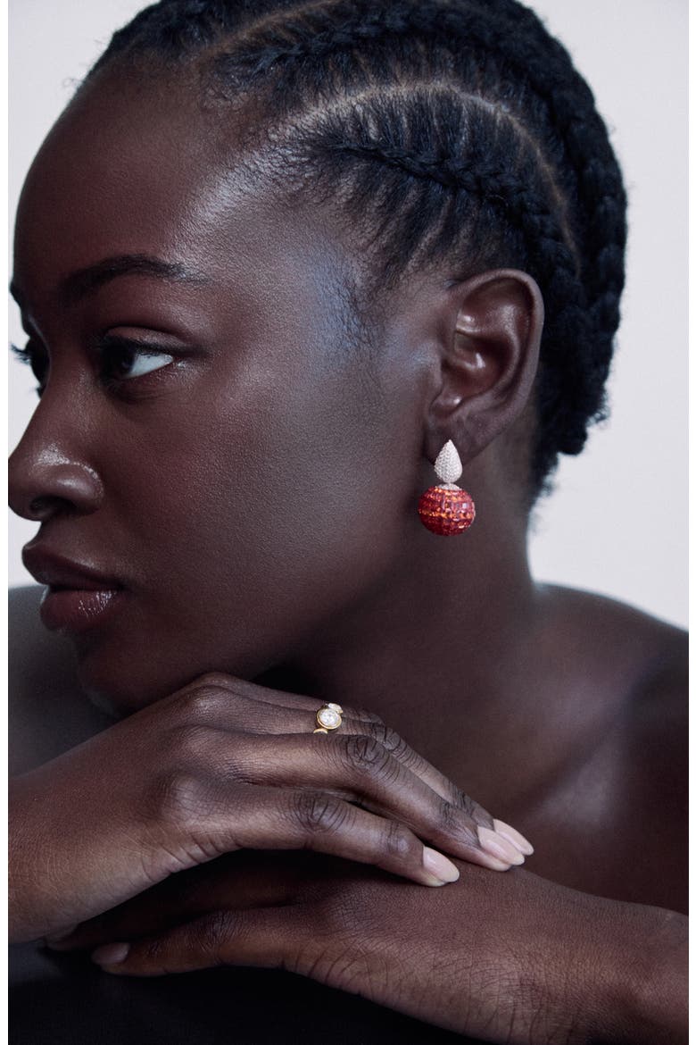 Sunset Ombré Pavé Sphere Earrings, Alternate, color, Sunset
