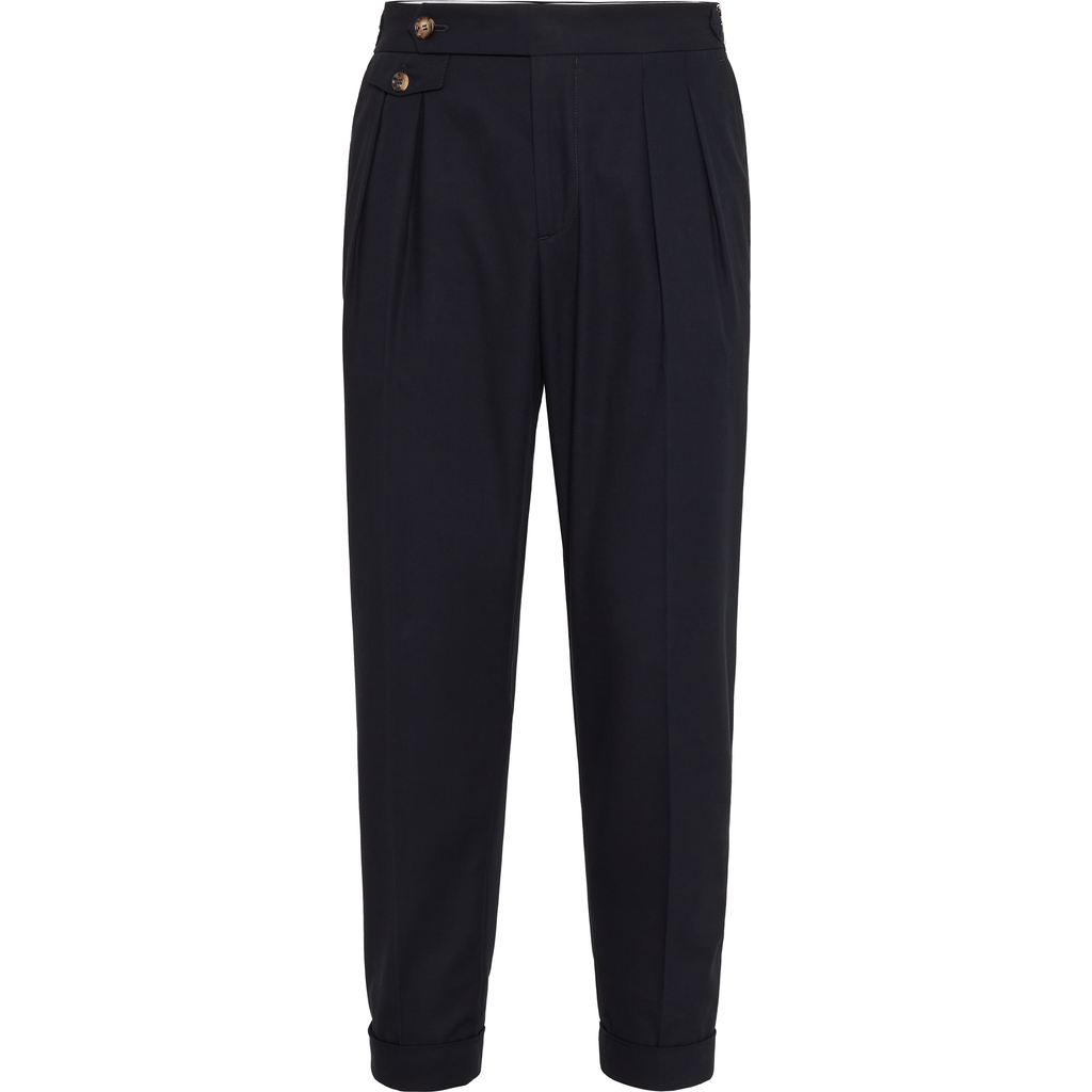 Brunello Cucinelli Cotton Twill Trousers In Navy Blue