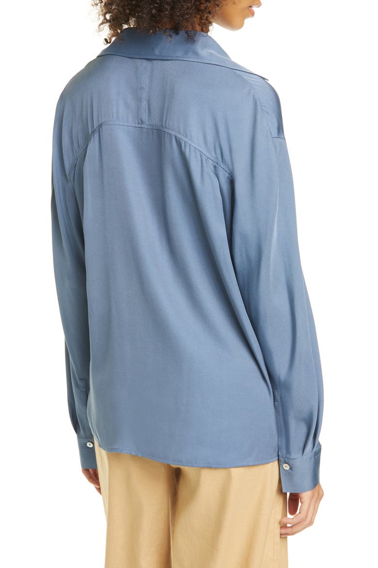 Easy Utility Silk Blend Button-Up Shirt, Alternate, color, MOSAIC BLUE