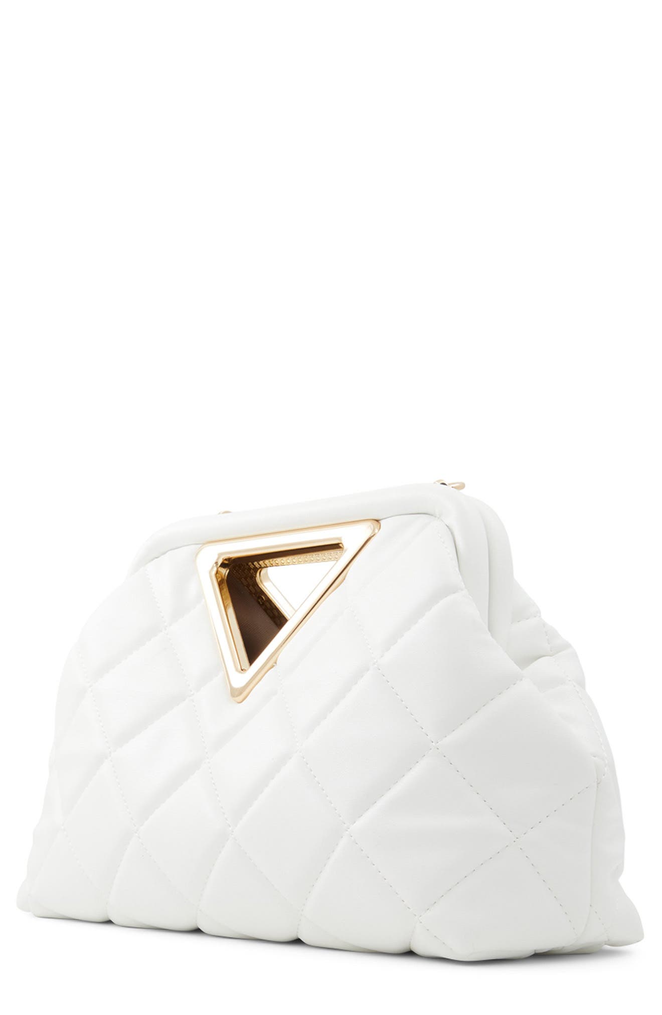 Triada Faux Leather Clutch, Alternate, color, WHITE