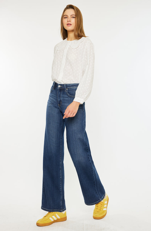 Kancan Samara High Rise Wide Leg Jeans In Blue