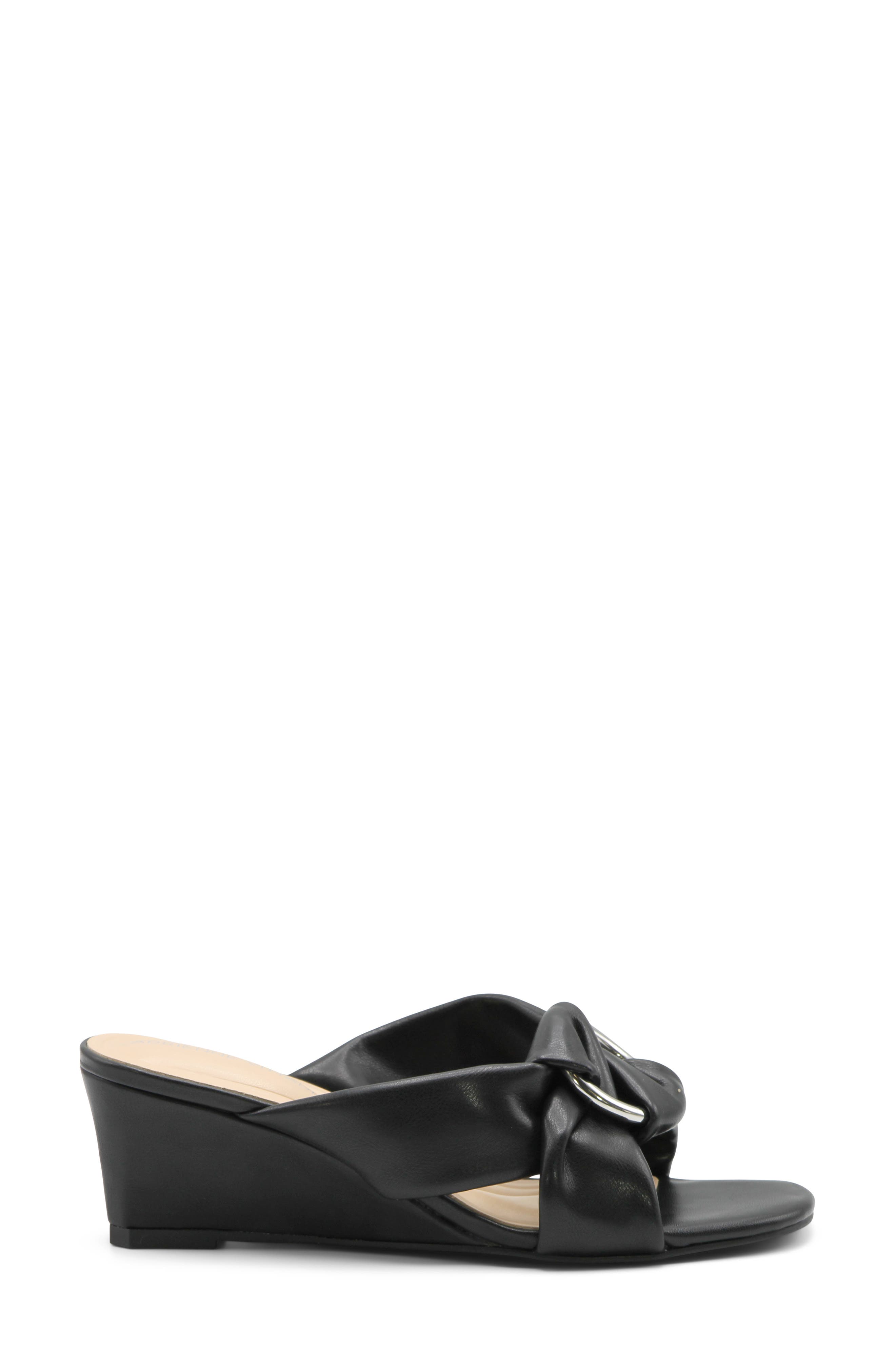 Adrienne Vittadini Arland Wedge Slide Sandal, Alternate, color, Black Mesh