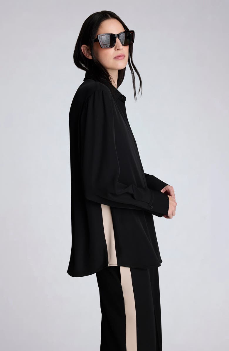 Kenneth Cole Oversize Button-Up Shirt, Alternate, color, Black/ Burlap