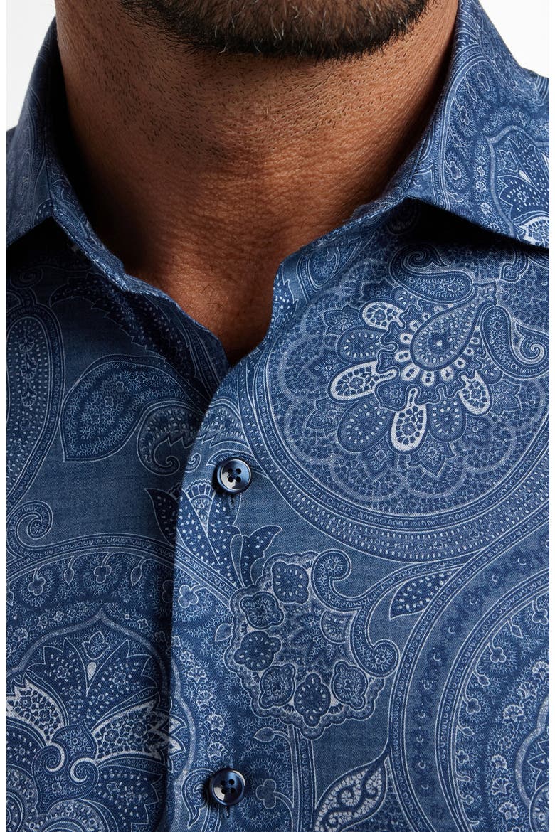 Paisley Print Sport Shirt, Alternate, color, NAVY