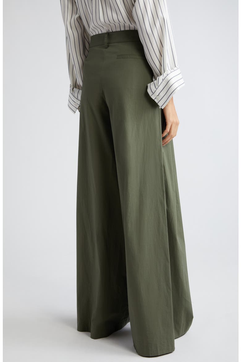 Didi Pleated Stretch Cotton Poplin Wide Leg Pants, Alternate, color, OLIVE NIGHT