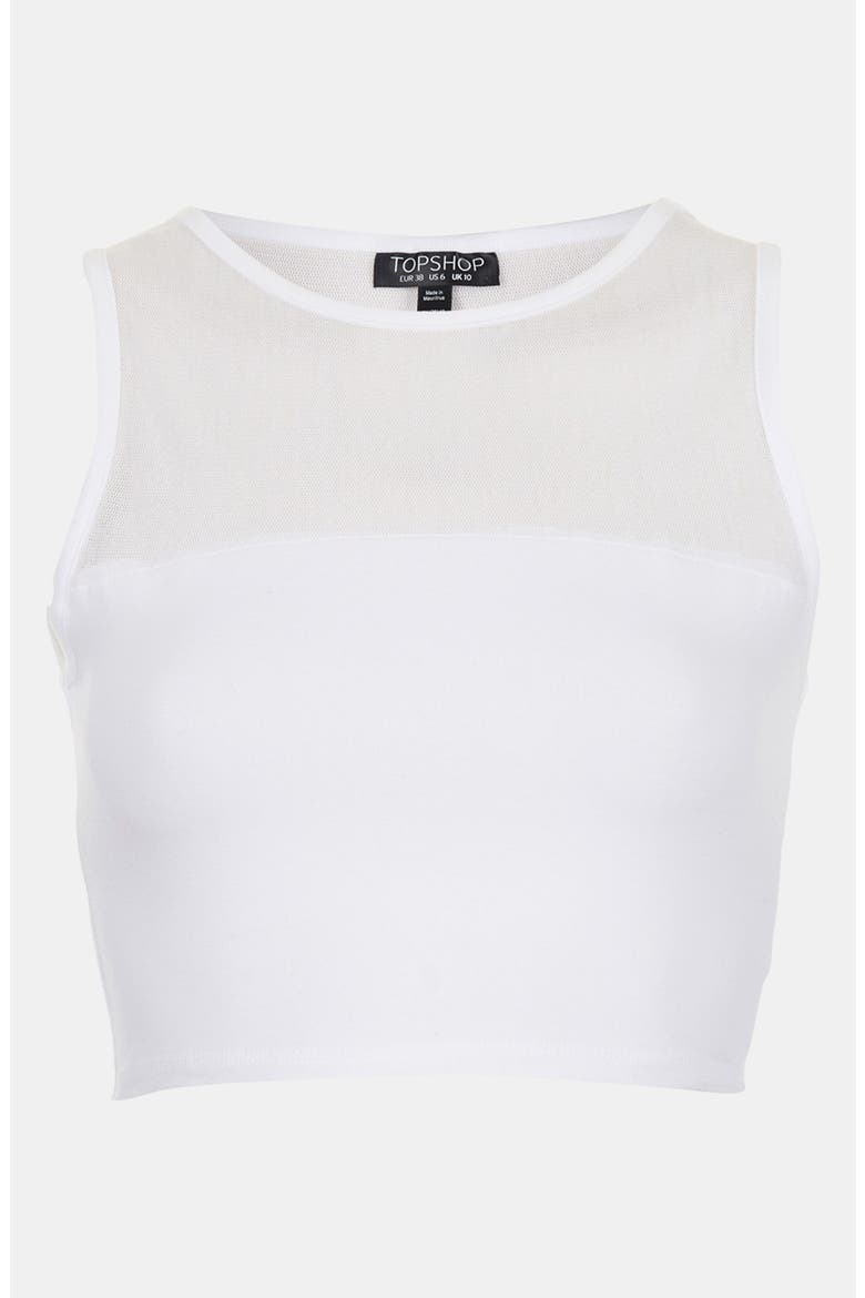 Mesh Crop Tank, Alternate, color, WHITE