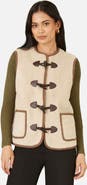 Yumi Faux Leather Button Detail Gilet