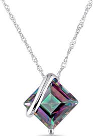 Julianna B. Gemstone Square Solitaire Necklace 10K