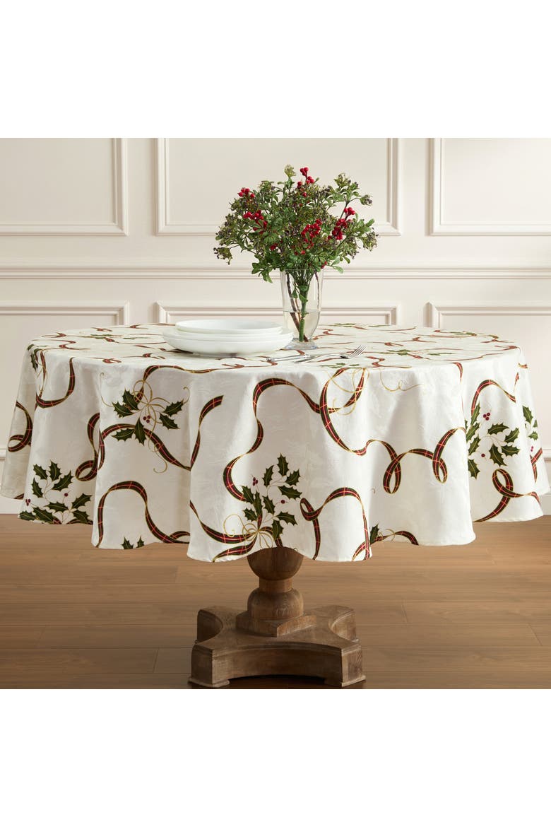 Holiday Nouveau Ribbon Tablecloth, Main, color, Multicolor