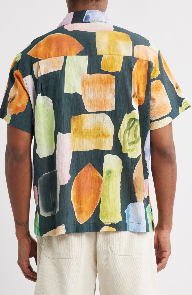 Obey Jems Abstract Print Cotton Seersucker Camp Shirt, Alternate, color,