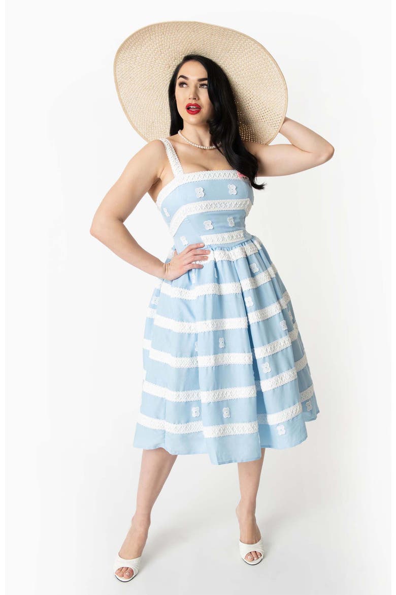 1960s Swing Sundress, Main, color, Light Blue/White Stripes