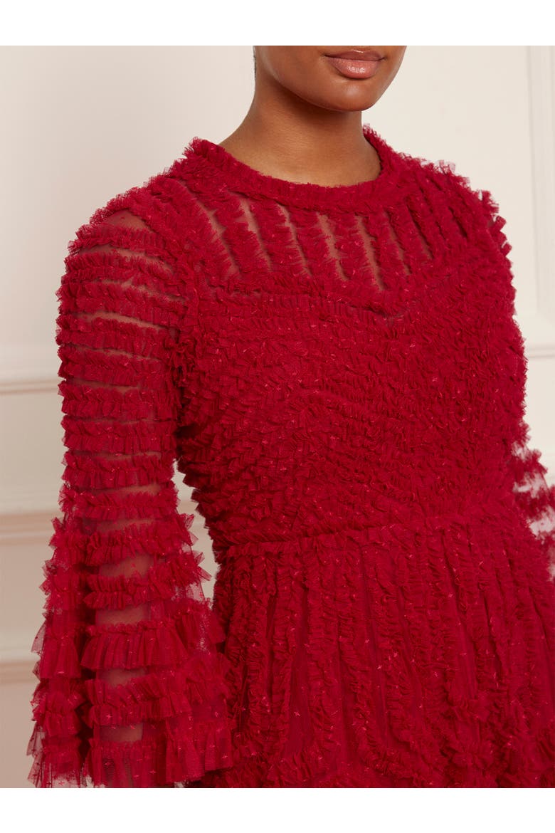 La Vie En Rose Round Neck Gown, Alternate, color, Deep Red