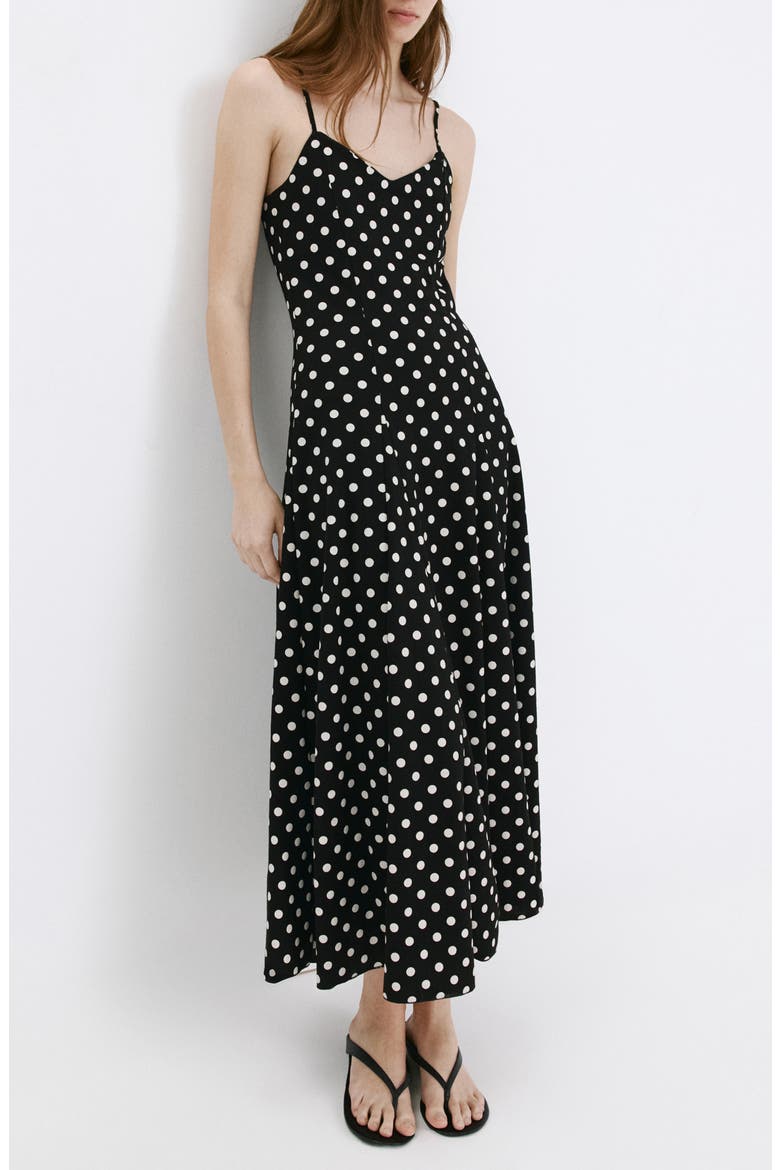 Dot Sleeveless Maxi Dress, Main, color, BLACK
