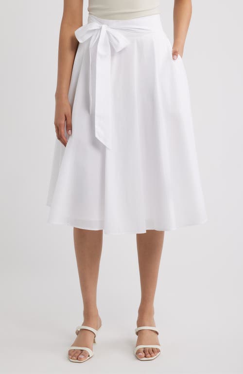 Tahari ASL Tie Waist Midi Skirt in Ivory at Nordstrom, Size 6