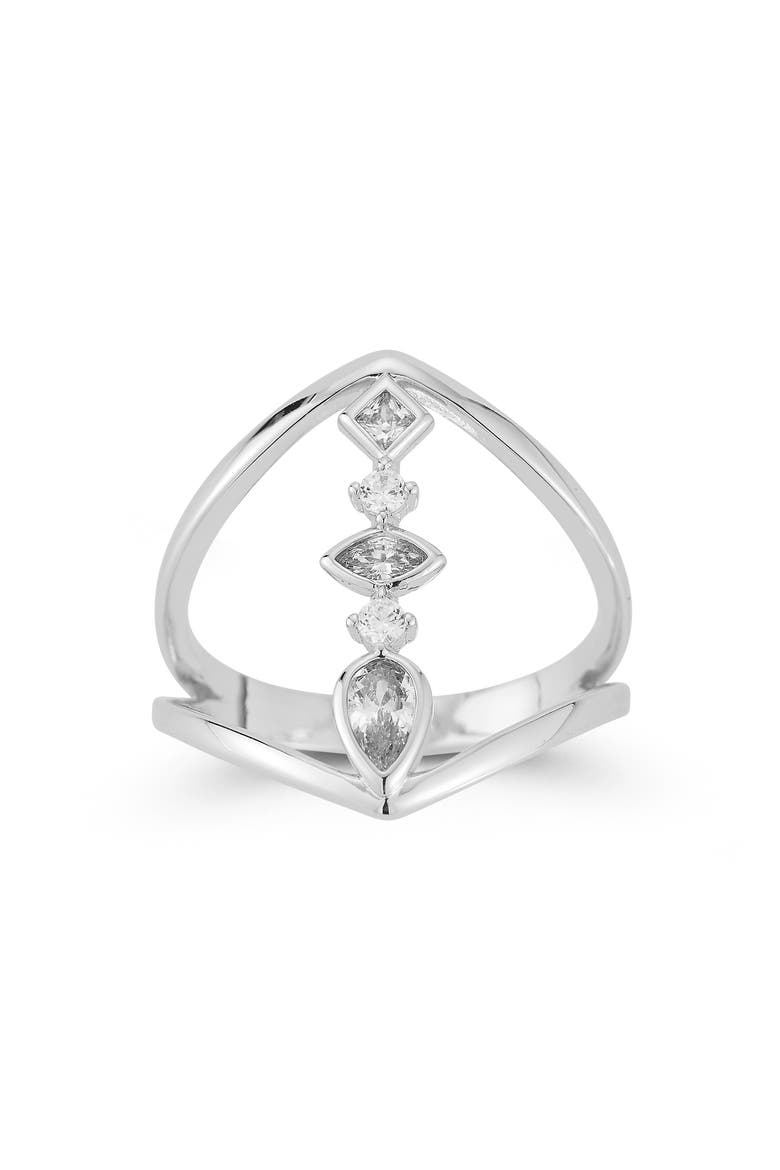 Cubic Zirconia Open Statement Ring, Main, color, SILVER