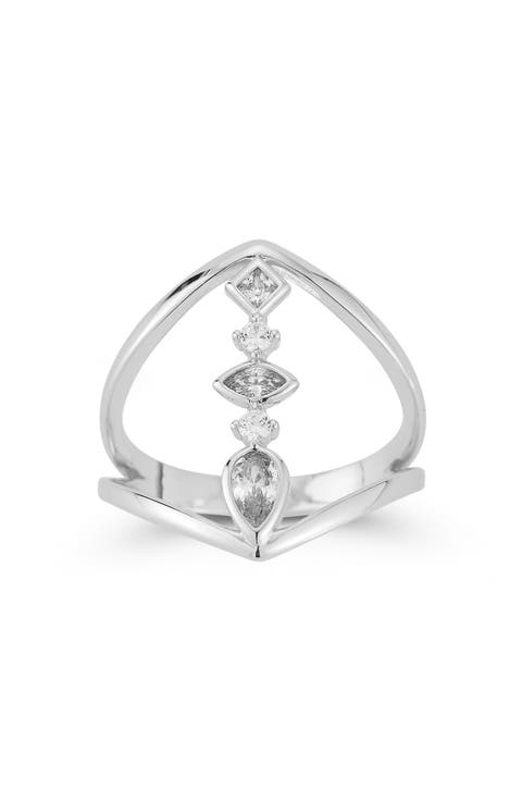 Cubic Zirconia Open Statement Ring