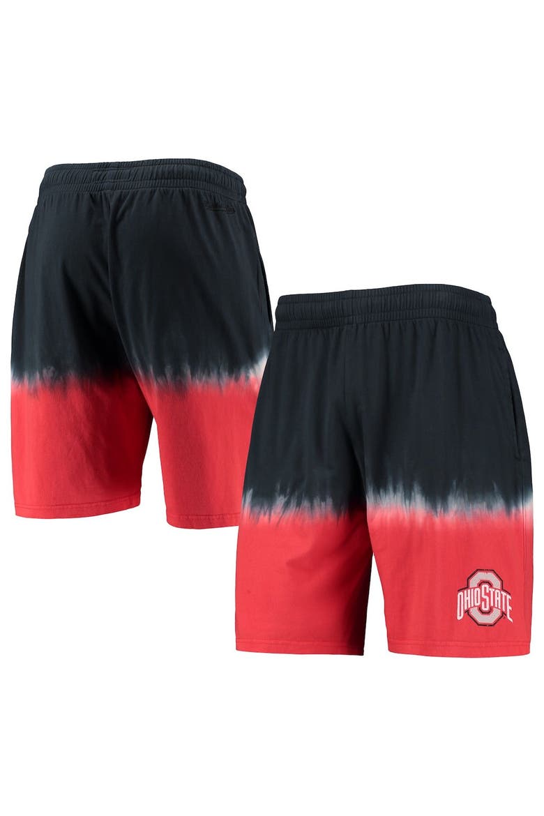 Men's Mitchell & Ness Black/Scarlet Ohio State Buckeyes Tie-Dye Shorts, Main, color, Black