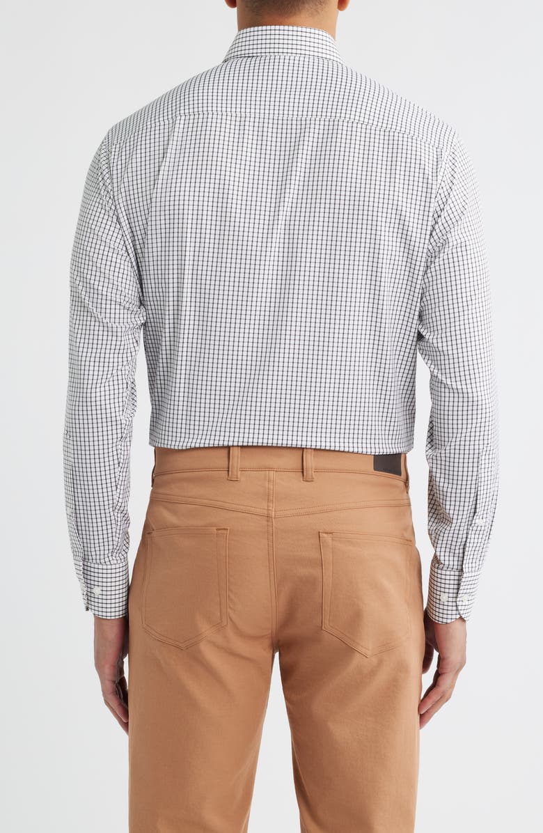 Peter Millar Hanford Check Performance Twill Button-Down Shirt, Alternate, color, Black
