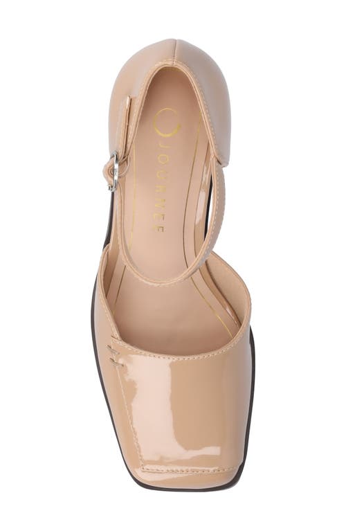 Shop Journee Collection Evangeline Block Heel Pump In Beige Patent