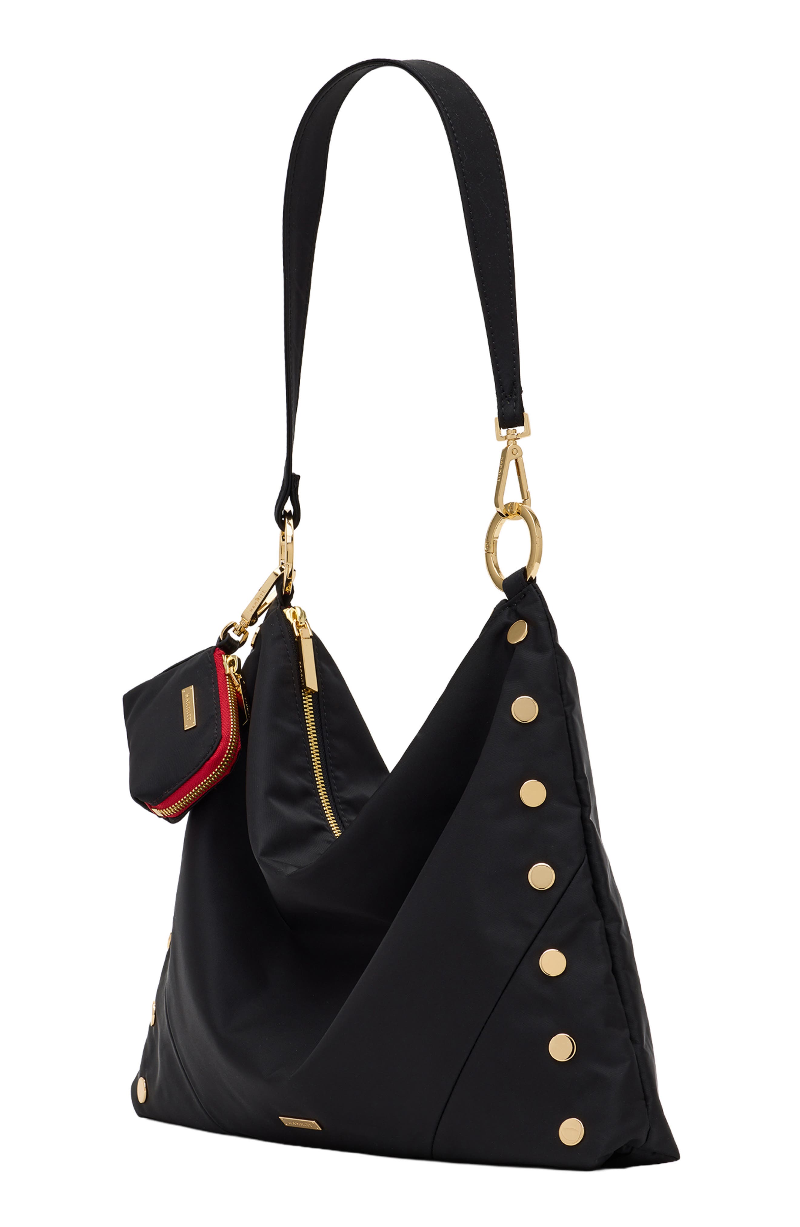 Kyle Large Nylon Shoulder Bag, Alternate, color, BLACK NYLON CARGO/ GOLD