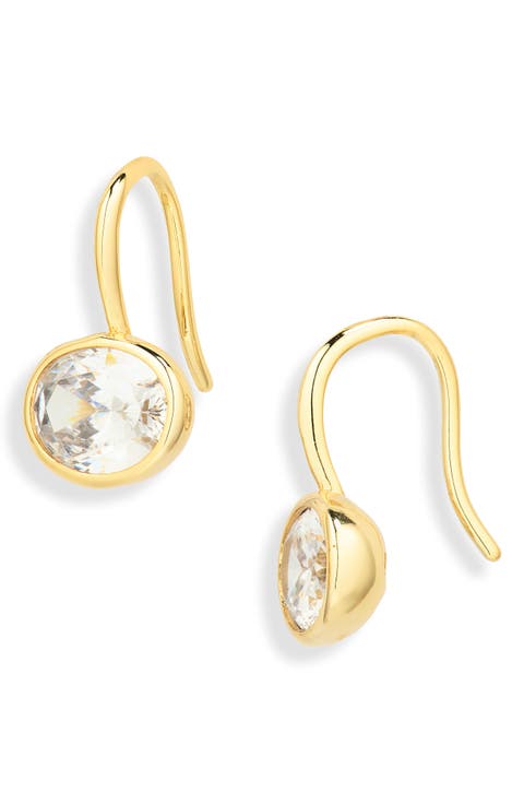 East to West French Hook Cubic Zirconia Earrings