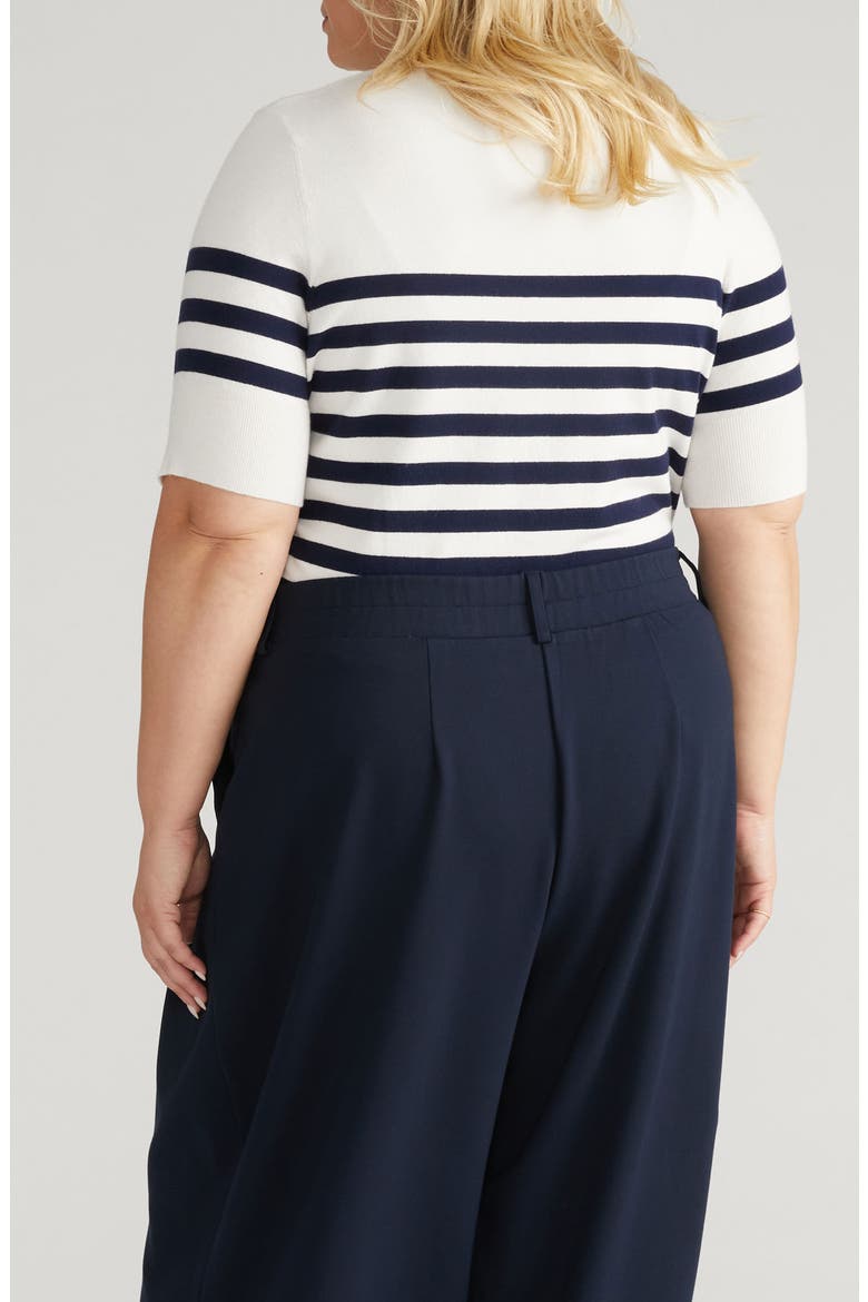 Rosie Short Sleeve Sweater, Alternate, color, CREAM/ NAVY STRIPE