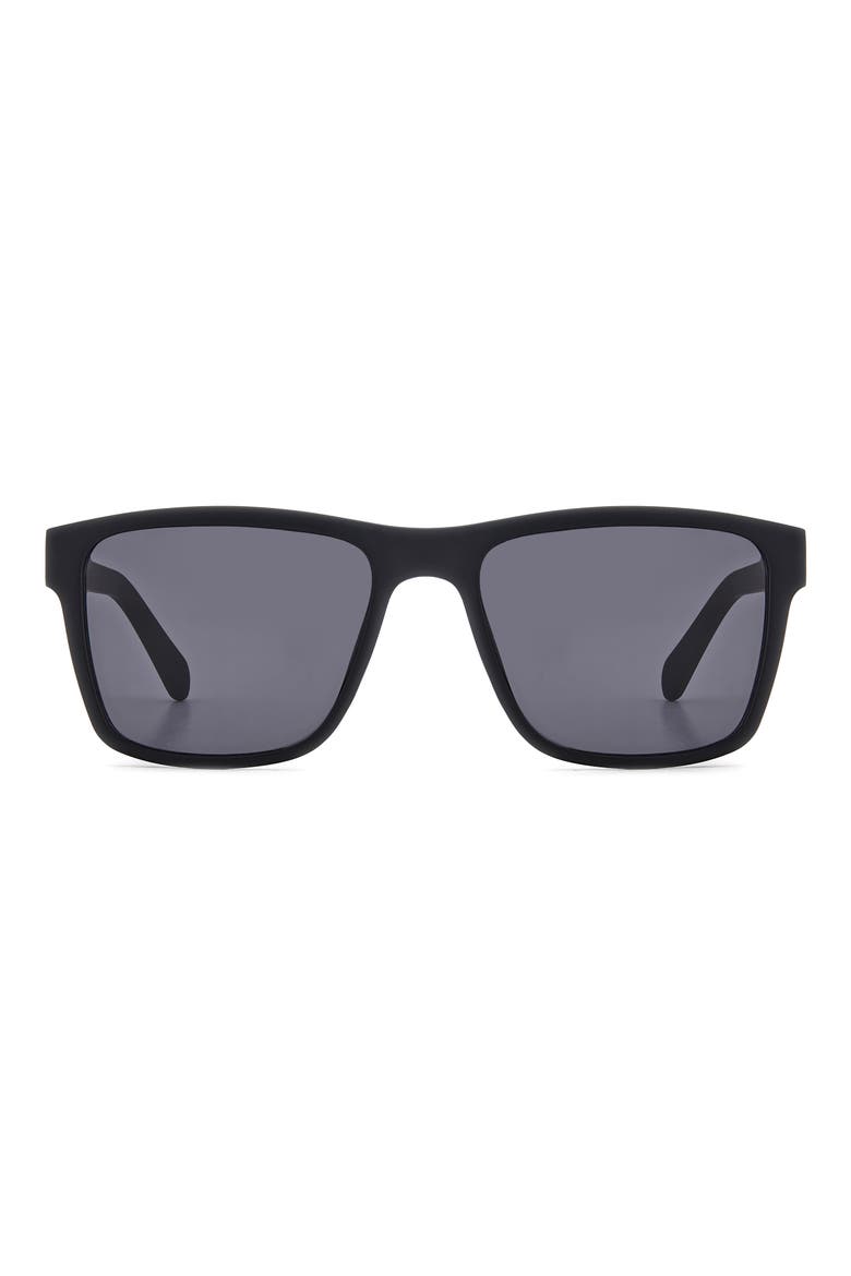 56mm Square Sunglasses, Main, color, MATTE BLACK/ GREY