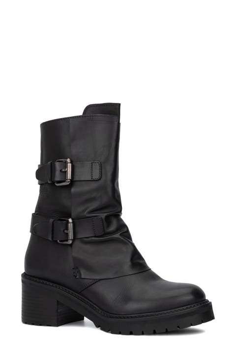 Margot Double Buckle Leather Boot (Women)