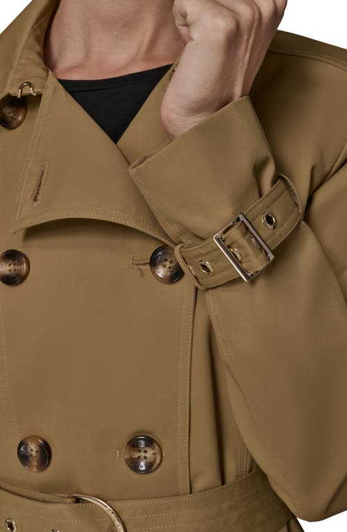 Karl Lagerfeld Paris Double Breasted Skirted Trench Coat In Green