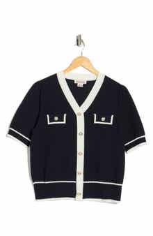 Preppy Pointelle Short Sleeve Sweater