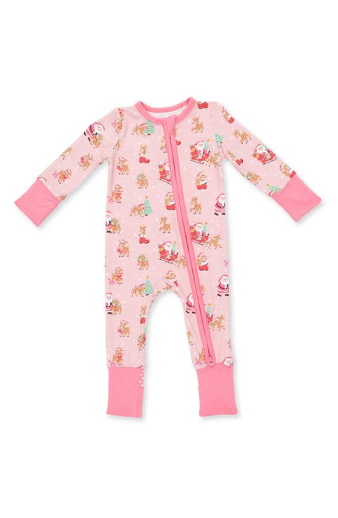 Kids' Santa and Reindeer Print One-Piece Pajamas